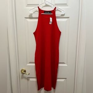 NWT Gabrielle Union NY & Company red halter ribbed dress Size XL
